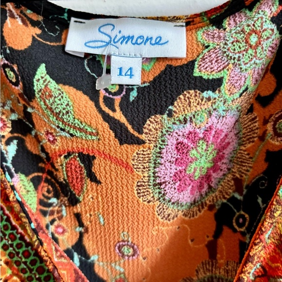 Vintage Floral Orange Sleeveless Dress - Made in Canada - Picture 2 of 8